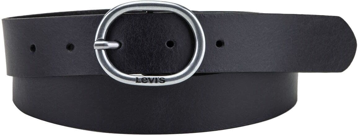 Ledergürtel LEVI'S "Hermosilla", Damen, Gr. 75, schwarz, Leder, unifarben, Gürtel Ledergürtel, mit ovaler Schliesse und Logoprägung schwarz 75