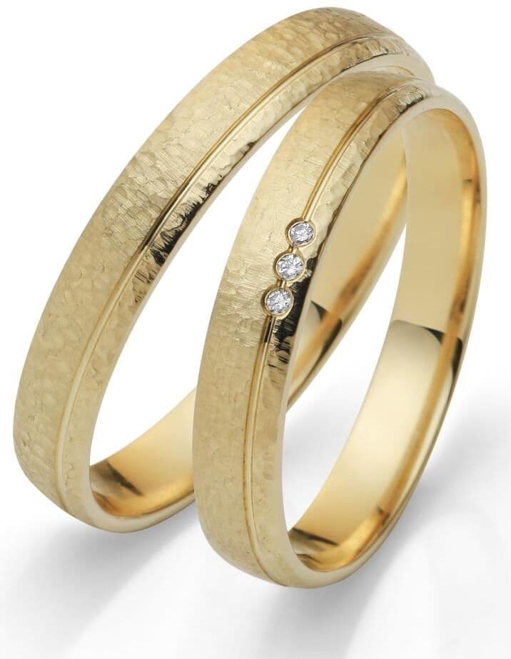 Trauring FIRETTI "Schmuck Geschenk Gold 750 Hochzeit Ehering "LIEBE" Gr. 68, gold (gelbgoldfarben), Fingerringe, Damen, 68, 0,02 SI = kleine Einschlüsse mit Brillanten, Gelbgold 375, 3,5mm, Trauring, Made in Germany, wahlweise mit oder ohne Brillanten