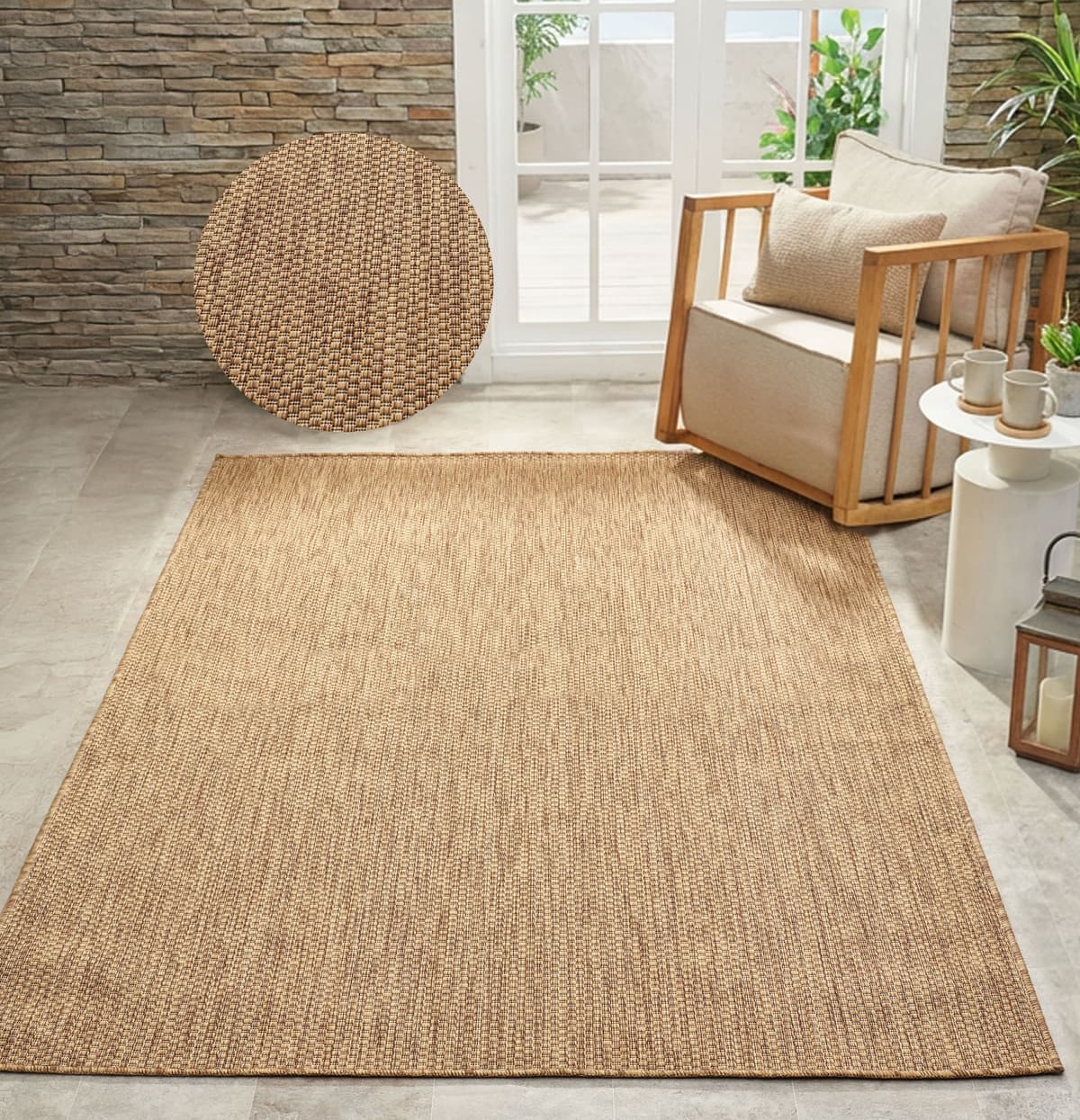 Teppich BRUNO BANANI "Venezia, auch als Läufer", beige (braun), B:80cm H:4mm L:150cm, Kunstfaser, Teppiche, Teppich, In- und Outdoor geeignet, Sisal-Optik, Wetterfest & UV-beständig braun B : 80cm 1 Stk., 4mm, L: 150cm