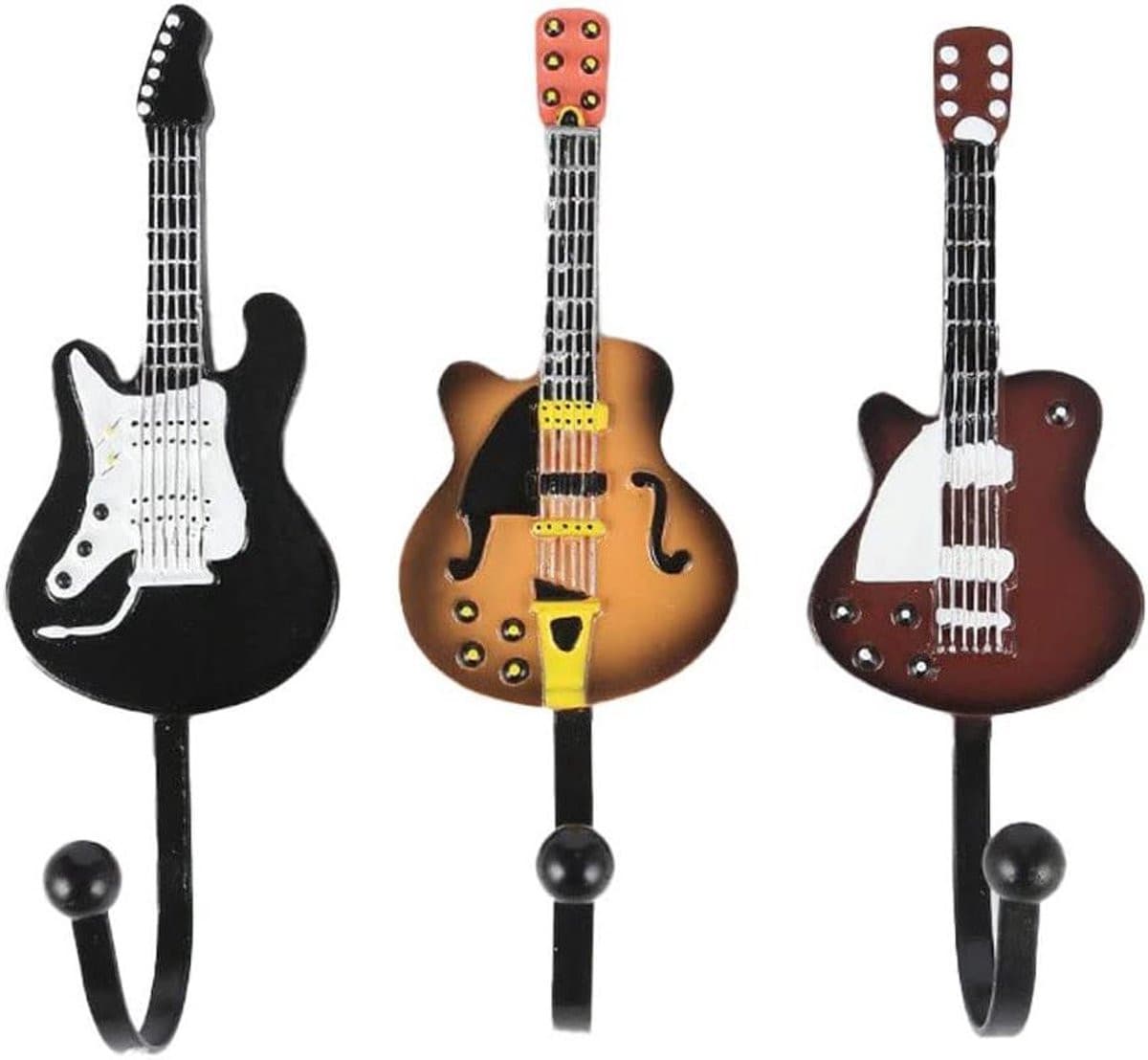 Set van 3 Wandkapstok Haken in Gitaar Vorm voor het Opbergen van Kleding