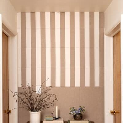 Felt Right Neutral Stripe Wainscoting   Sound Dampening Pinnable Tiles