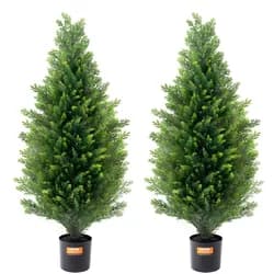 VEVOR Künstlicher Formschnittbaum aus Zeder, 91,4 cm hoch (2 Stück), mit zusätzlichen Blättern und Topf, künstliche immergrüne Kiefern-Zypressenpflanze, UV-geschütztes künstliches Grünset