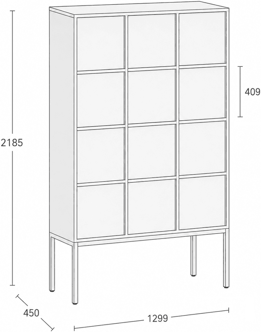 B2B Partner Kancelárska skriňa FRAME, biela podnož, 12x dvere, 1299 x 450 x 2185 mm, kódový zámok, sivá