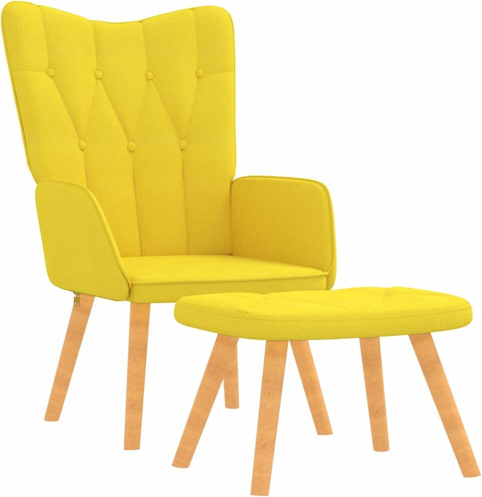 vidaXL Chaise de relaxation avec tabouret Jaune moutarde Tissu