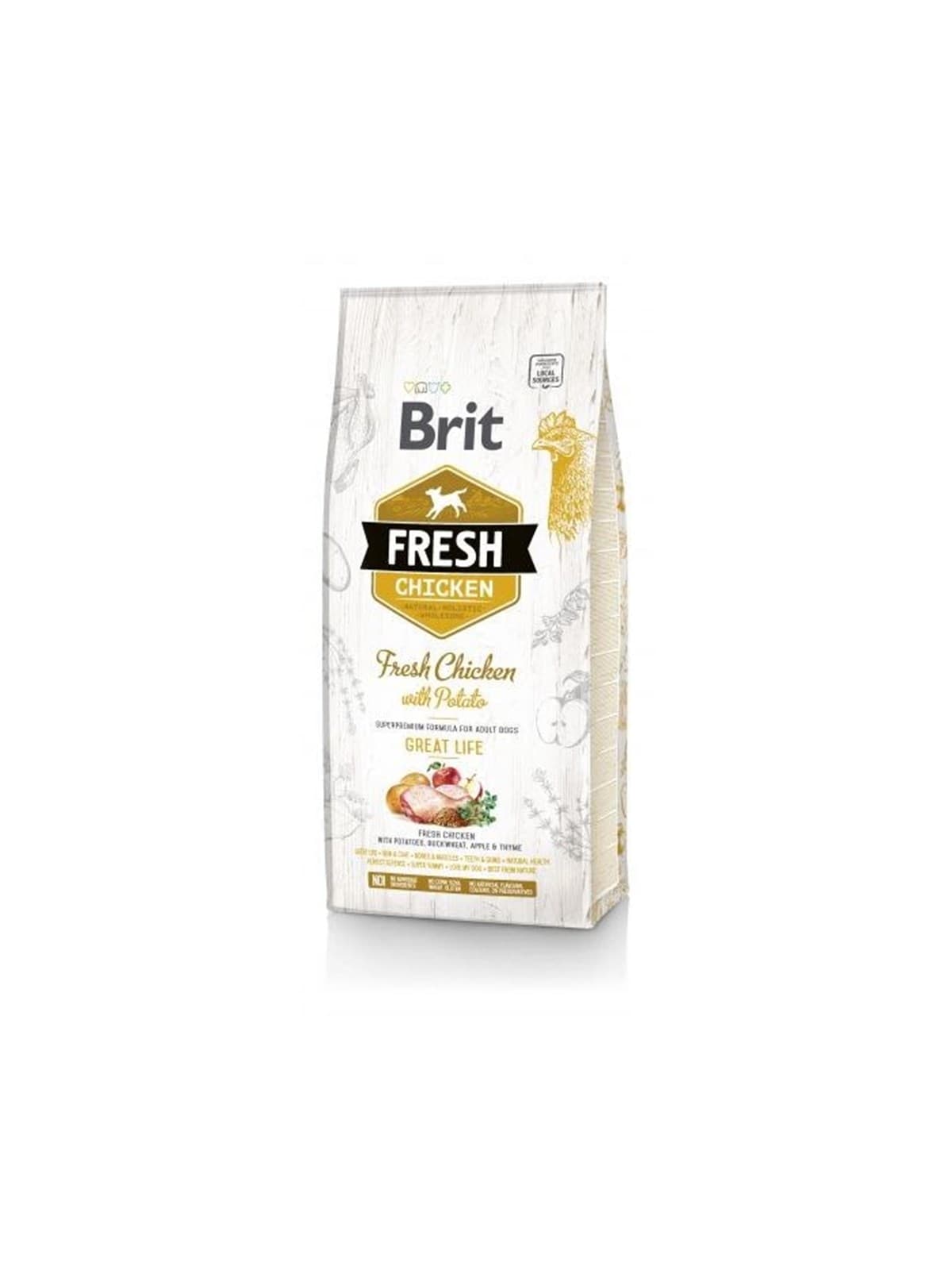 Brit Fresh 12kg Adult Apfel, Buchweizen, Huhn, Kartoffel