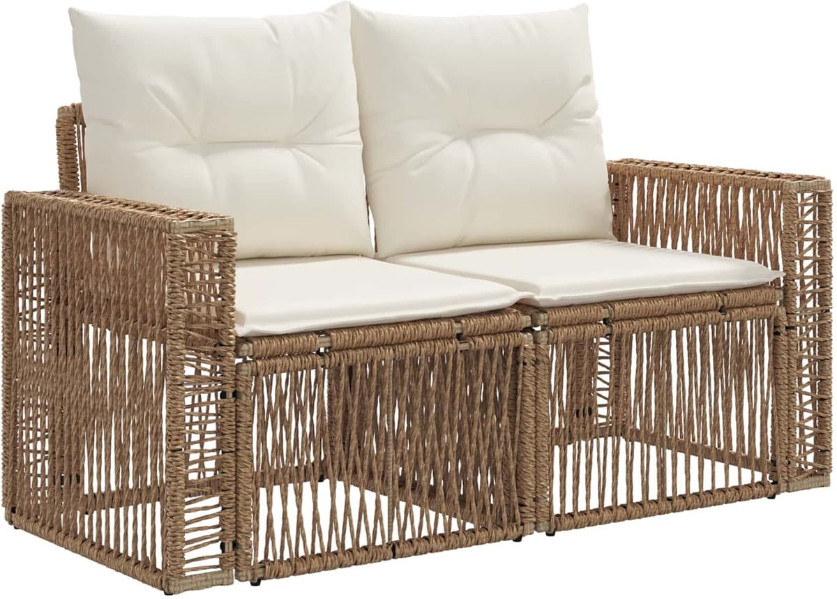 vidaXL Ensemble de canapé de jardin 6 pc Beige et blanc crème