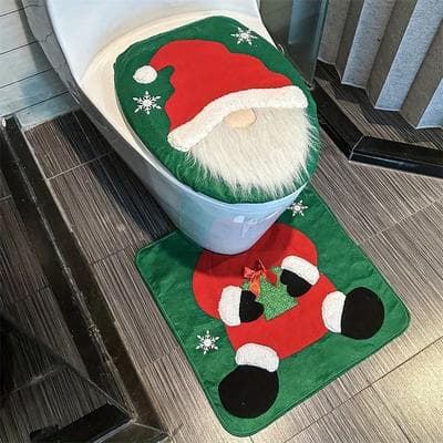 Uplifted Finds Santa Toilet Seat Cover And Rug Set For Christmas Bathroom Decor b