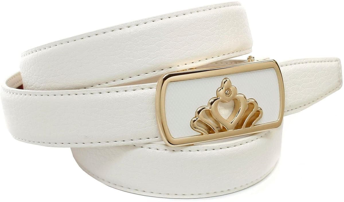 Ledergürtel ANTHONI CROWN, Damen, Gr. 105, weiss (weiß), Leder, unifarben, Gürtel Ledergürtel, mit goldfarbener eleganter Schliesse weiß 105