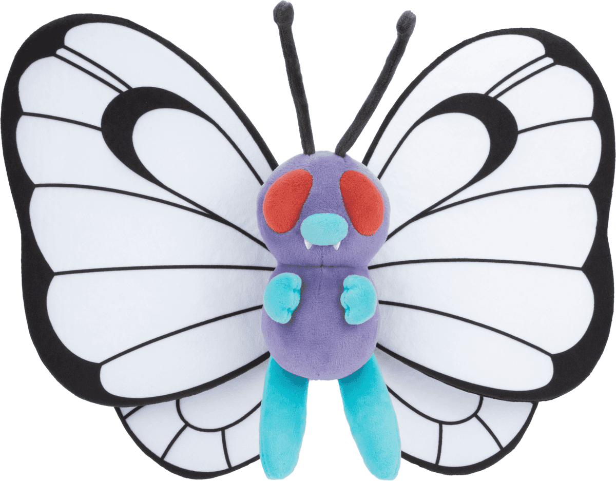 Pokémon Butterfree 30cm Plush Toy - Officially Licensed Jazwares Plush - Soft Lavender Body with Black-Edged Wings - 30cm Tall