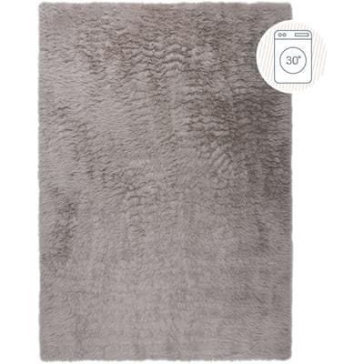 Hochflor-Teppich FLAIR RUGS "Alpine Faux Fur", grau, B:80cm H:35mm L:150cm, Kunstfaser, Teppiche, waschbarer Kunstpelzteppich. Wohnzimmer, Schlafzimmer
