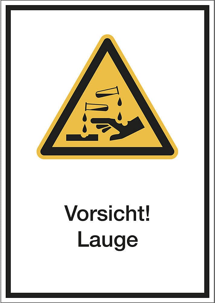 kaiserkraft Kombischilder mit Text für Warnkennzeichen, Vorsicht! Lauge, VE 10 Stk, Kunststoff, LxH 210 x 297 mm
