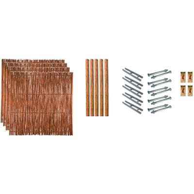 Geflechtzaun TETZNER & JENTZSCH "Portland 2", beige (naturbelassen), H:180cm, Massivholz, Stahl, Zaunelemente, 4 Elemente, LxH: 765x180 cm