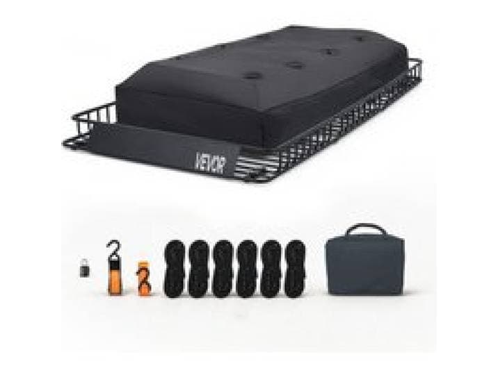 VEVOR Autodakmand 2286 x 1720 x 152 mm Dakdragermand (Q195 gelegeerd staal) met waterdichte tas (Oxford) en spanbanden 113,4 kg draagvermogen Dakdrager voor SUV's, vrachtwagens en personenauto's