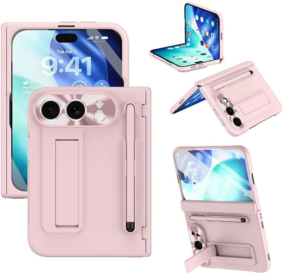 iPhone Duo EIDERWOOD Deksel med Skjermbeskyttelse, Kamerabeskyttelse og Stylus - Rosa