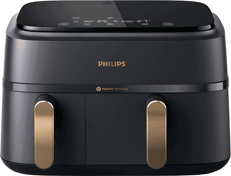 REACONDICIONADO Seminuevo Bueno Freidora de aire - Philips Airfryer NA352/00, Doble cesta, 6 L y 3 L, 2.750 W, Tecnología Exclusiva RApidAir