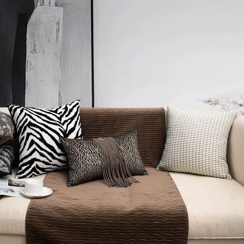 Perilune Luxury Pillow Covers Black White Zebra Stripes Cushion Cover Decorative for Bed Sofa Living Room Home Decor Pillow Case 45x45cm