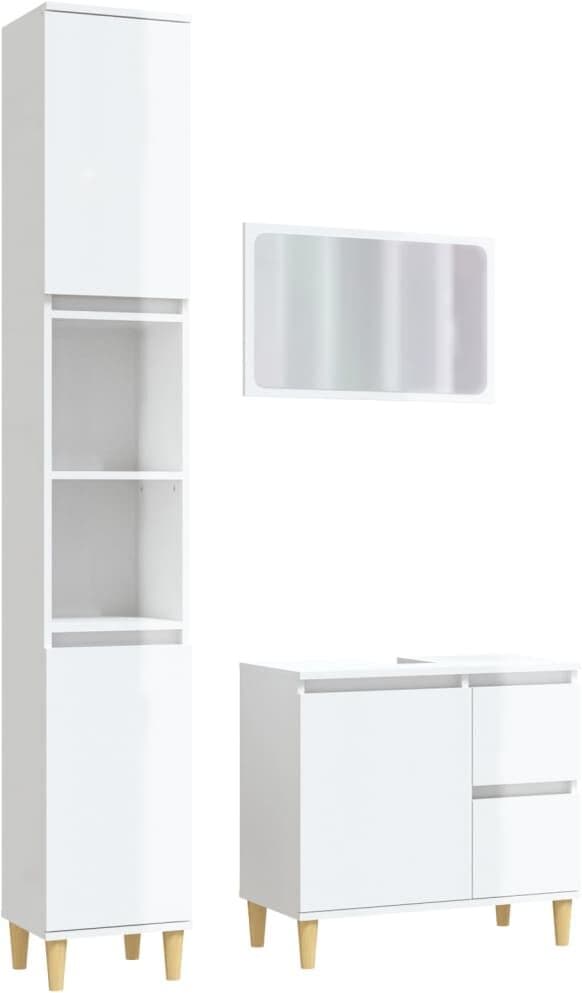 vidaXL Ensemble de meubles de salle de bain 3 pcs blanc brillant