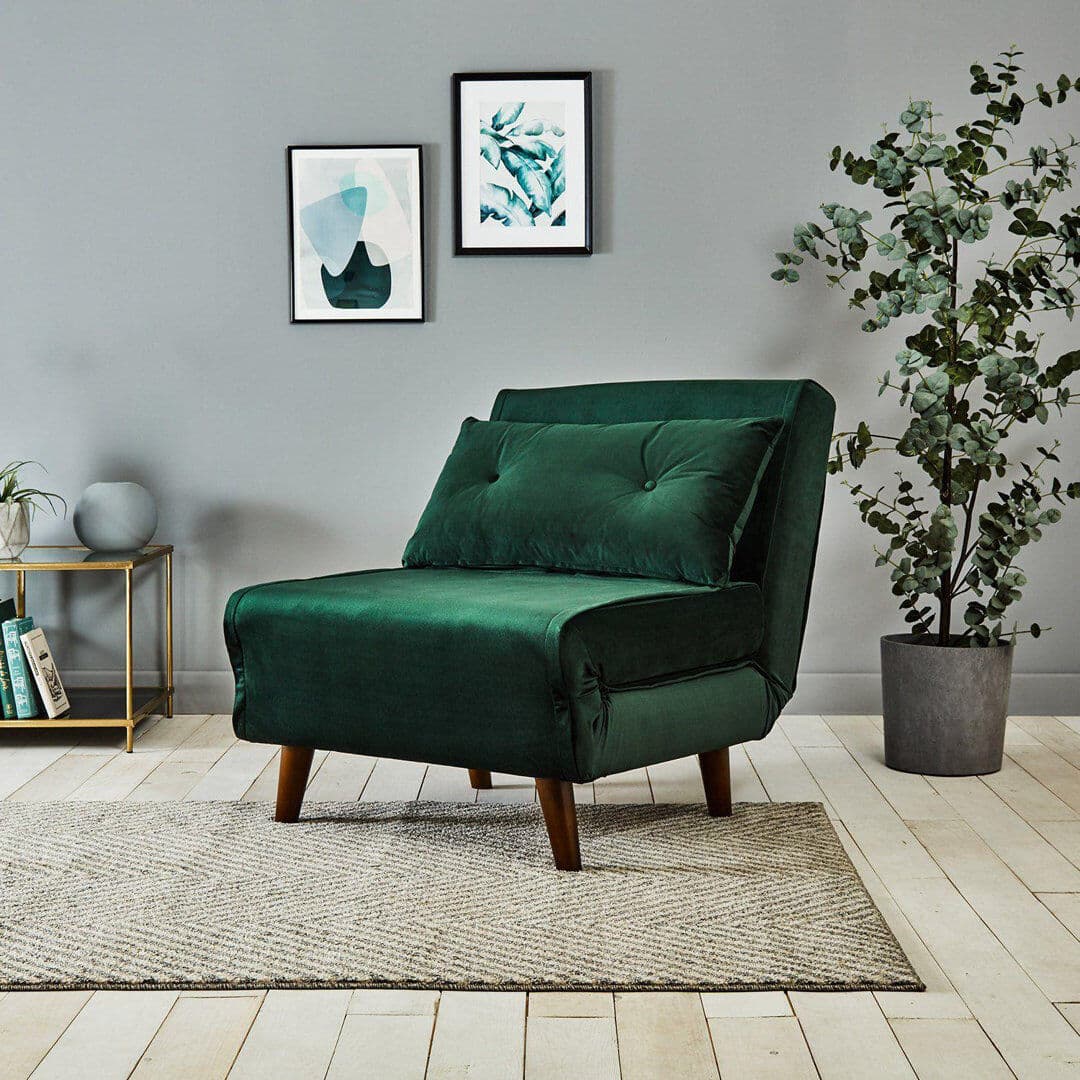 Etta Avenue Trahan Fold Out Futon Green 80cm H x 75cm W x 86.5cm D