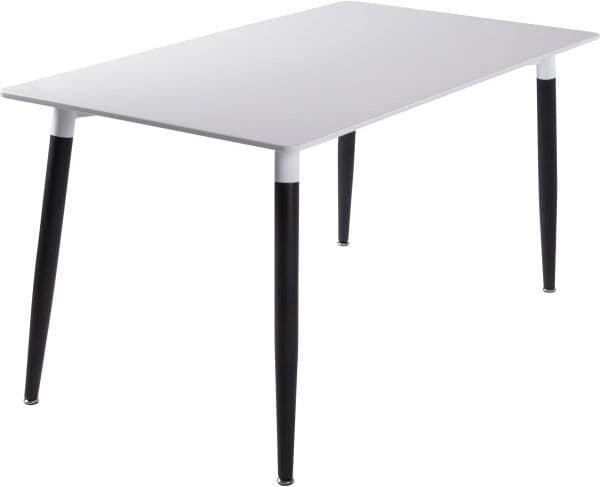 Scandi Room Mødebord 140x80 Cm, Hvidt M/ Sort Metal Stel