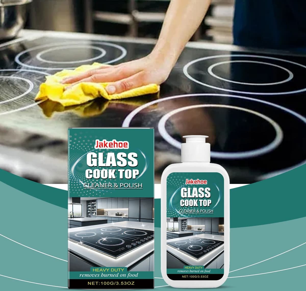 JAKEHOE Glass Stove Cleaning and Polishing Agent: Deeply Removes Stubborn Stains on the Stove, Repairs Scratches, Restores Luster, Used