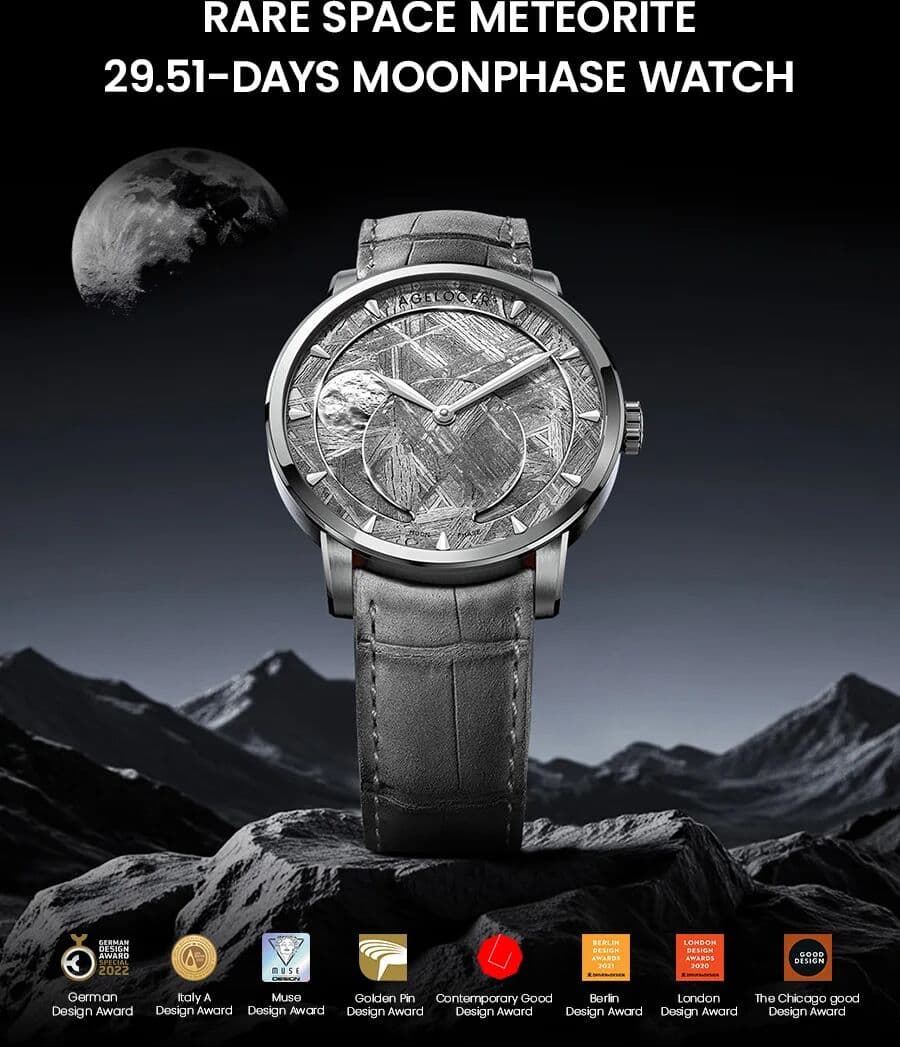 AGELOCER Original  Meteorite Moon Phase Watch luxury Birthday Gift for Men