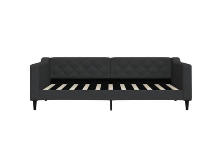 KTHLBRH Bett Sofa Schwarz 90 x 190 cm aus Stoff Gestell aus Metall und Massivholz, gepolsterte Rückenlehne, modernes Design für Wohnzimmer