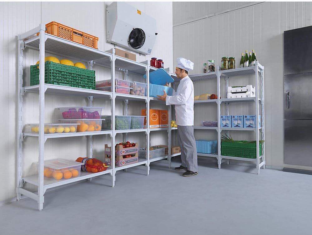 kaiserkraft Kunststoff-Steckregalsystem PREMIUM, Fachboden-BxT 900 x 600 mm, Anbauregal, Breite 935 mm, Boden glatt