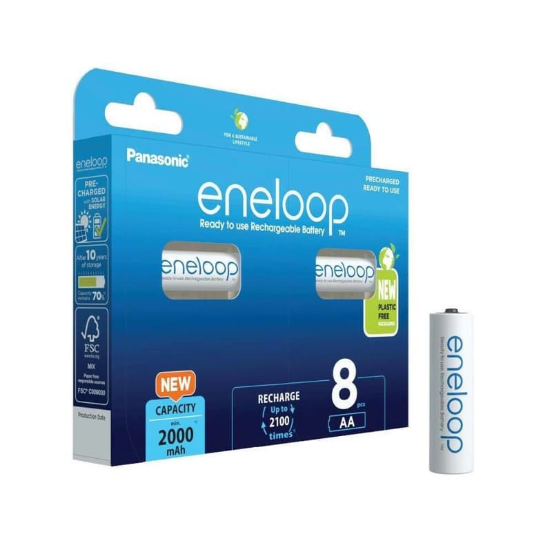 Panasonic Eneloop Επαναφορτιζόμενες Μπαταρίες AA Ni-MH 2000mAh 8τμχ BK-3MCDE/8BE