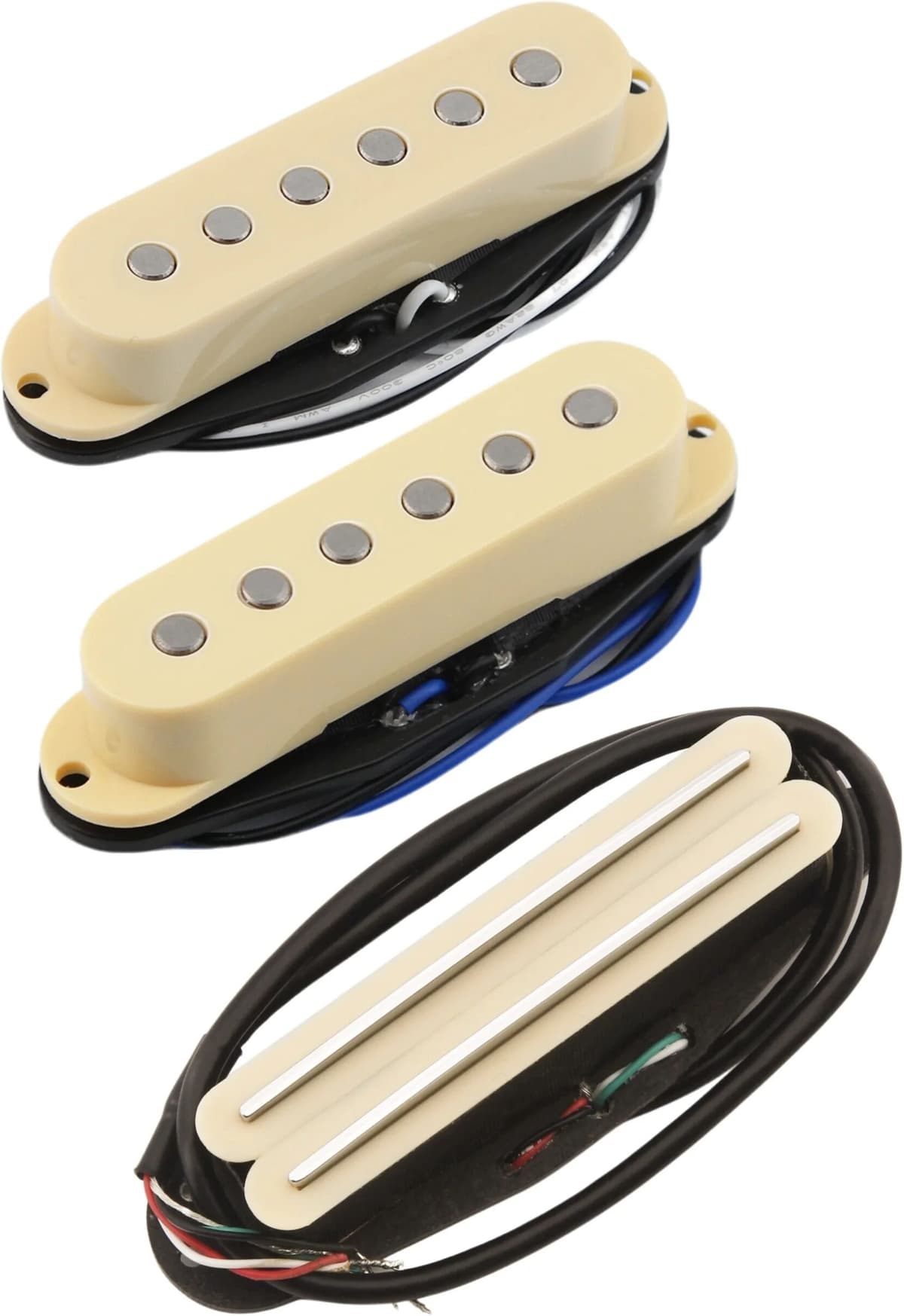 FLEOR Electric Guitar Pickups Set Alnico 5 Single Coil + Hot Dual Rails Pickups Cream ST SSS Guitar Parts