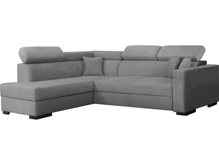 Ecksofa HOME AFFAIRE Tulio bequem, bewährte Wellenunterfederung, Breite 267cm, L-Form , silber, B:267cm H:95cm T:198cm, Struktur fein (100% Polyester);Struktur (100% Polyester);Samtstruktur (100% Polyester), Sofas, Ecksofa, wahlweise mit Bettfunktion und Bettkasten, incl. 3 Zierkissen