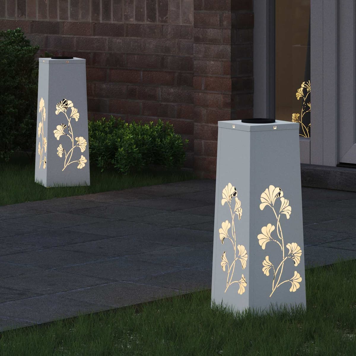 vidaXL Lumière de chemin LED solaire 2 pc Blanc chaud 18 x 18 x 50 cm