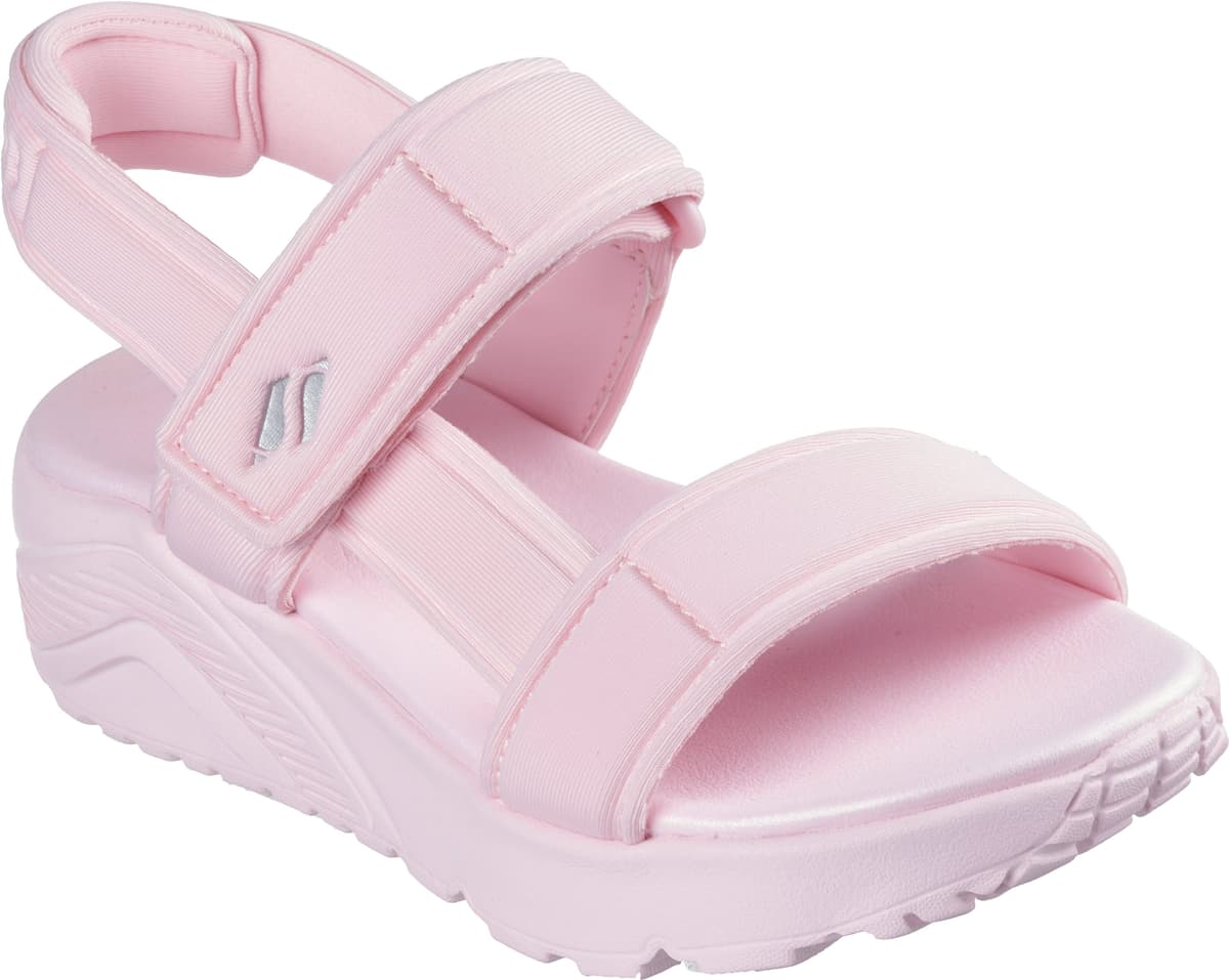 Sandale SKECHERS "UNO LITE SANDAL-SUNNY STAND", Mädchen, Gr. 32, Textil, rosa (hellrosa), unifarben, Schuhe Sandale, Sommerschuh mit Plateausohle, Grössenschablone zum Download hellrosa 32, Textil