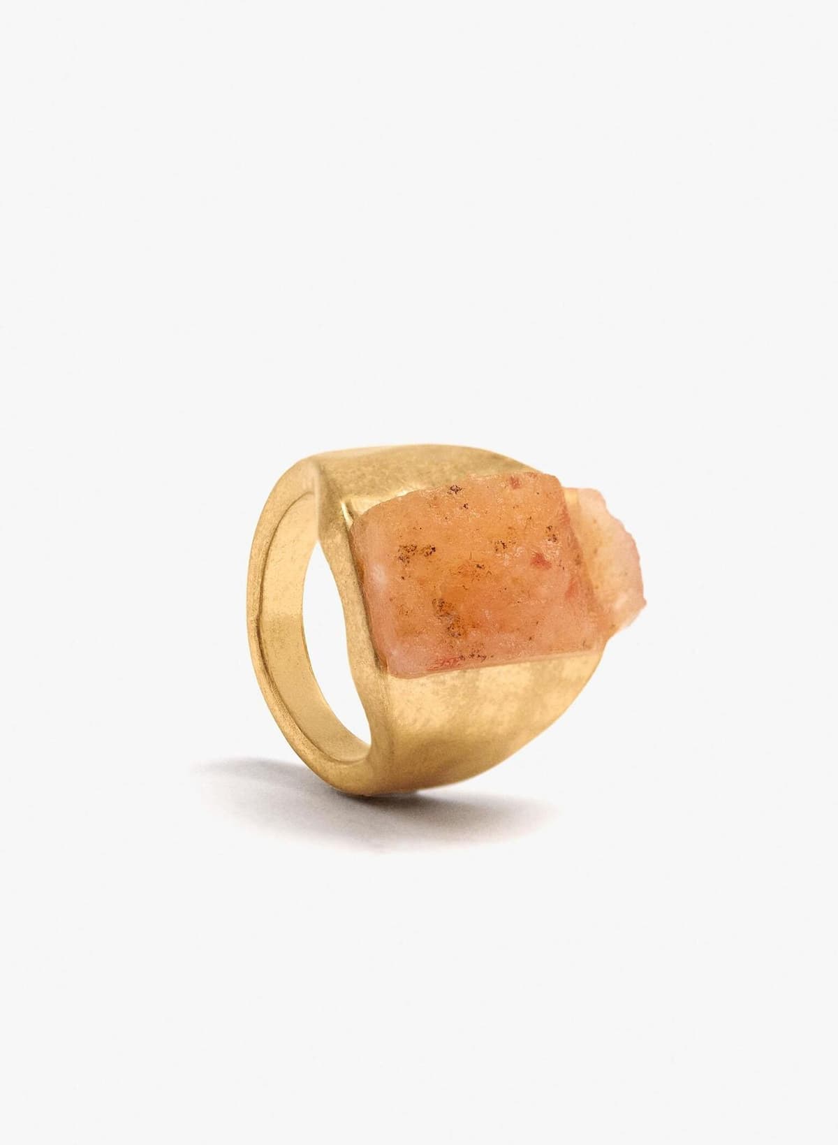 Parfois Anillo con piedra central con acabado texturizado.  (M) Naranja