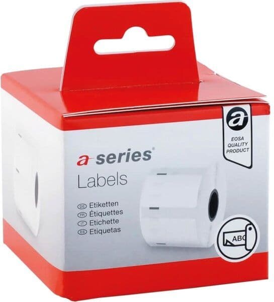 A-Series Labeltape 54x101mm, Sort På Hvid