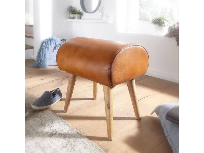 home24 Gestoffeerde hocker Sora 45cm bruin