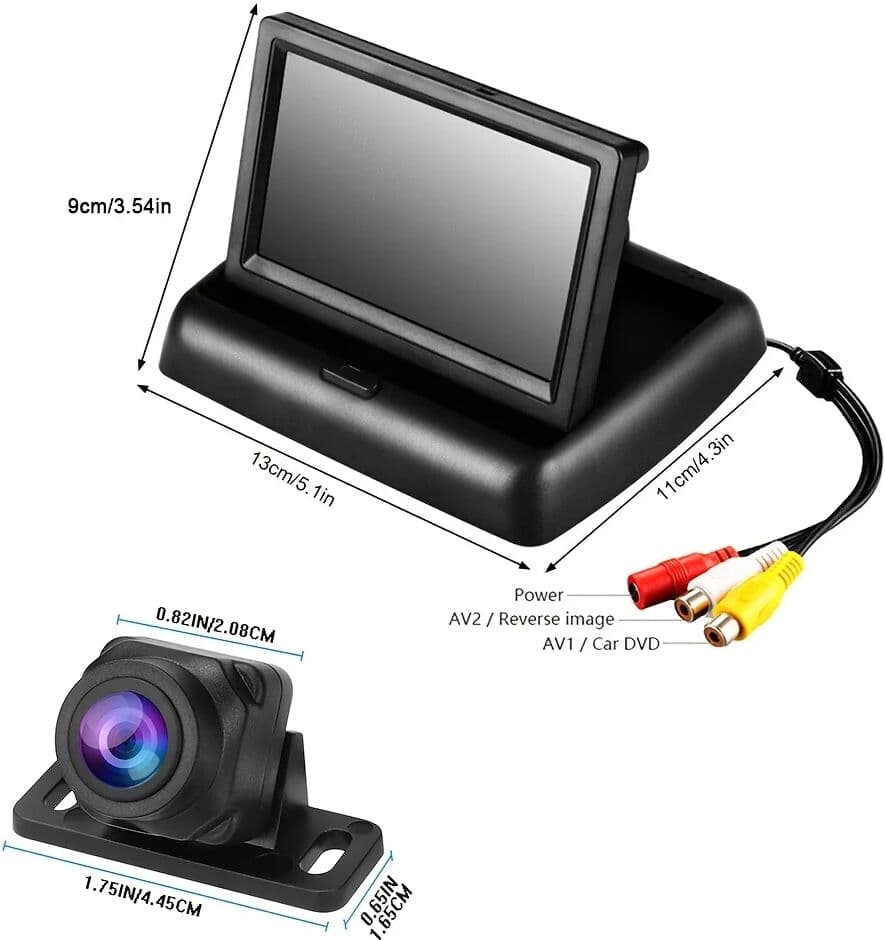 NONE HD Wired Backup Camera System with 4.3inch Monitor - Easy Installation, Dual-View for Cars, SUVs, Vans, MPVs