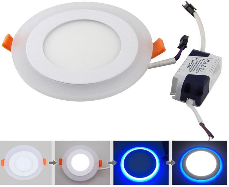 Painel de LED Redondo Ø14,5cm 9(6+3)W 6000K c/ Anel em Azul