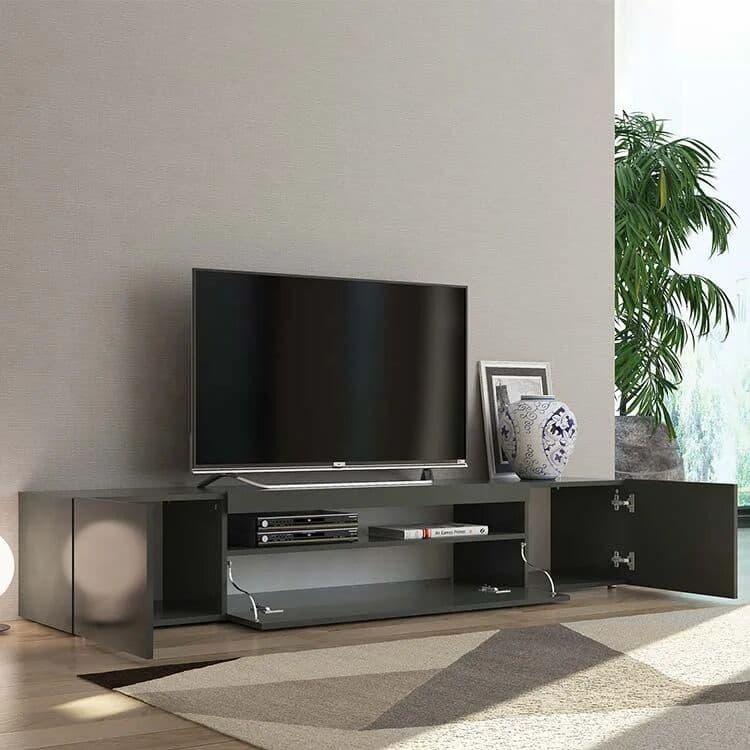 garneroarredamenti Mobile porta TV 200x37h cm soggiorno antracite Light Big Gihome®