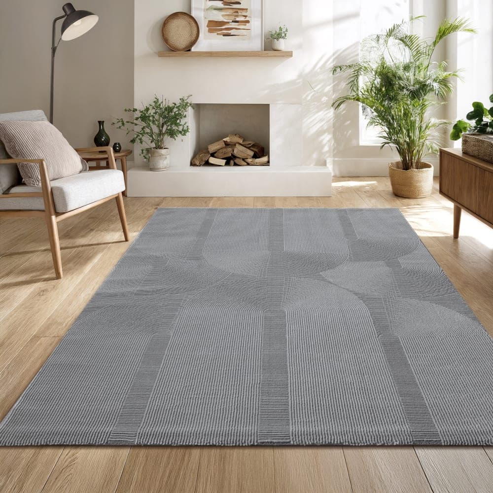 The carpet Alfombra diseño salón moderno art curve duradero, gris, 200 x 290 cm