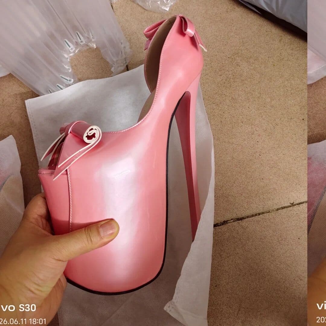 SDTRFT Crossdresser Summer Platforms Sandals 22cm Thin High Heels Sexy Peep Toe Cute Bowtie Pumps Sweet Women Wedding Shoes