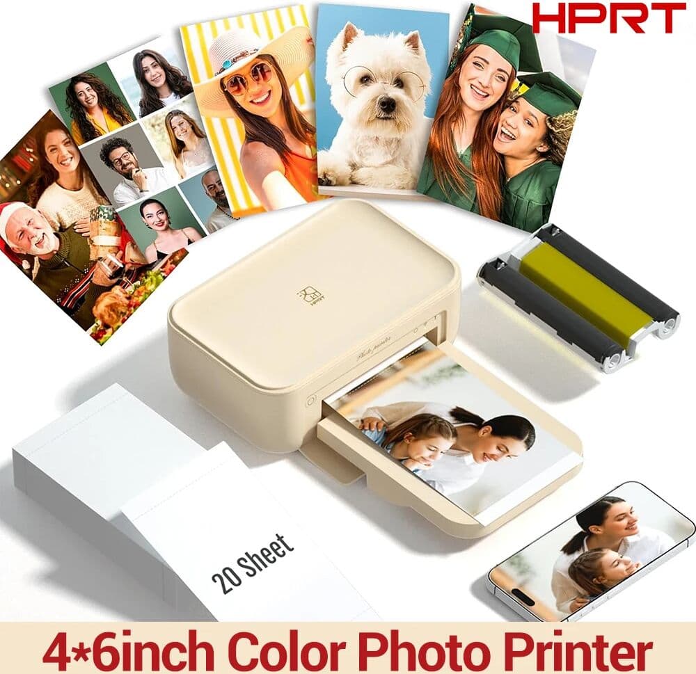 INSTOFC 300dpi CP4000 4x6 Inch Portable Full Color Photo Picture Printer Mini Househeld Thermal Sublimation and Paper Ribbon Home Use