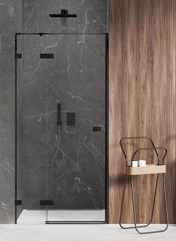 New Trendy Avexa Black drzwi wnękowe 130x200 cm przejrzyste lewe EXK-1556
