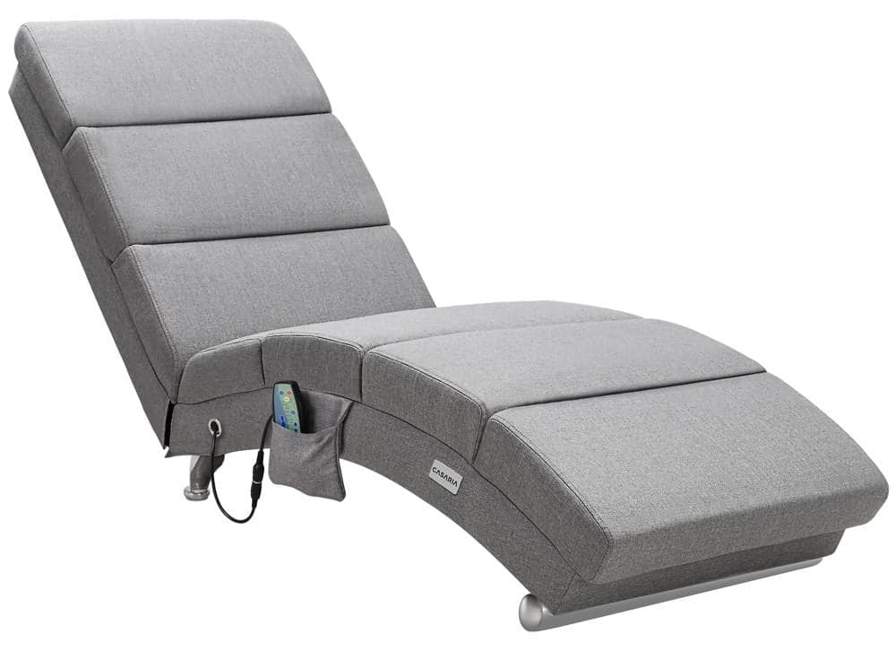 Casaria Relaxstoel XXL met massagefunctie en verwarming, Grijs, B/D/H: 186 x 89 x 55 cm
