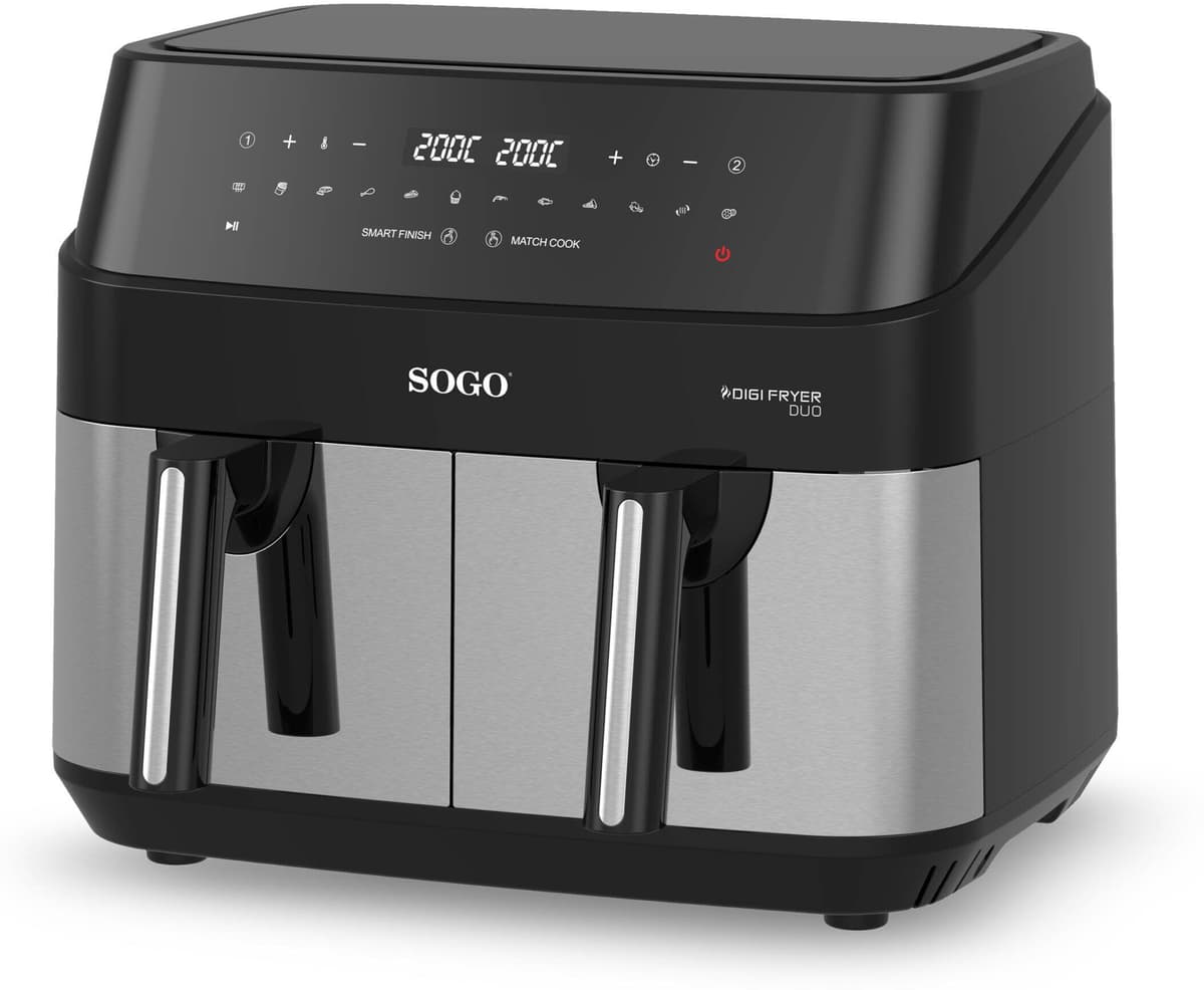 Sogo Freidora de aire sin aceite doble FRE-SS-10845. Negro