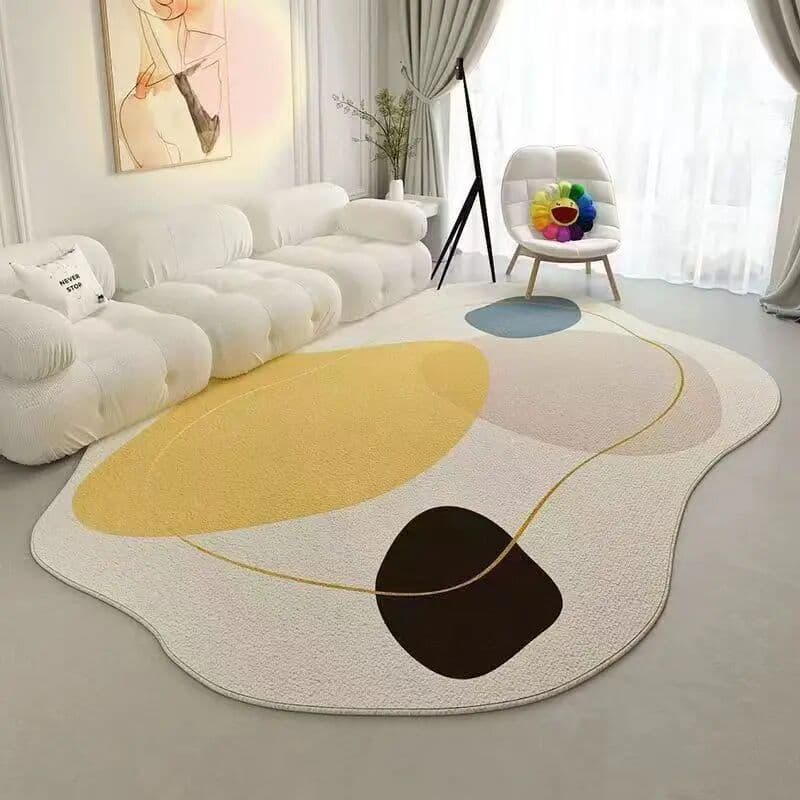 VIKAMA Irregular-Shaped Living Room Sofa, Coffee Table Carpet, Bedroom Stain-Resistant Crystal Velvet Floor Mat, Home Decoration