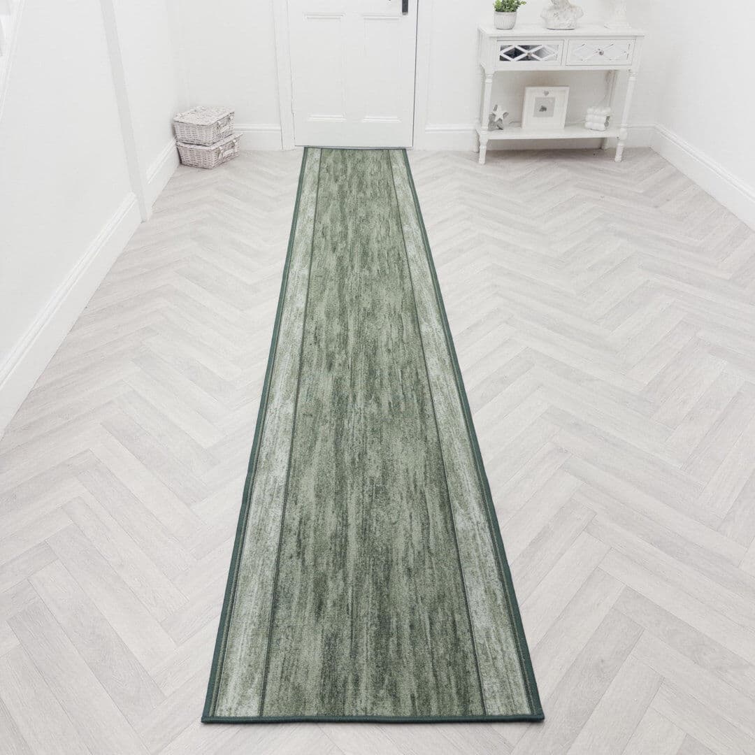 Ebern Designs Runner Abstract Looped / Hooked Area Rug Green Runner 66 x 300 cm