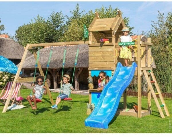 Jungle Gym Resort Legetårn M/gynger & Blå Rutsjeb.