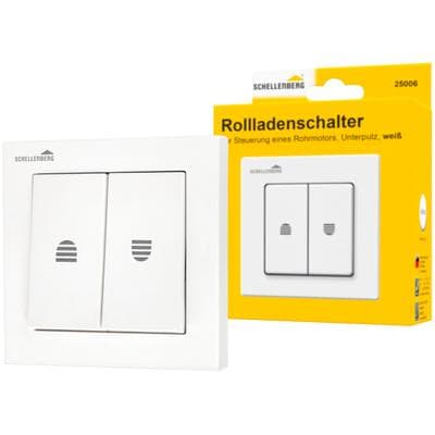 Schalter SCHELLENBERG "für Jalousien mit Rastfunktion zur Unterputzmontage", weiß, B:8cm H:8cm L:4,5cm, Kunststoff, Schalter, Rollladenschalter für elektrischen Rollladen und Markisen