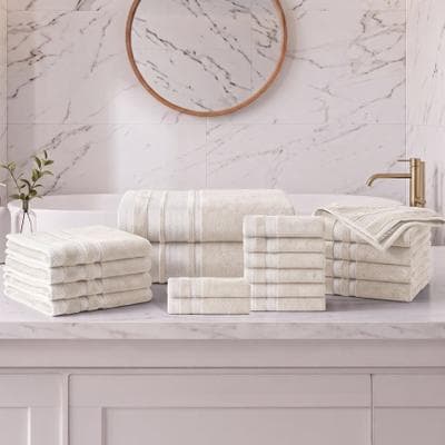 Superior Hays 18-Piece Bulk Cotton Bath Towels - Highly Absorbent Solid Towel Set