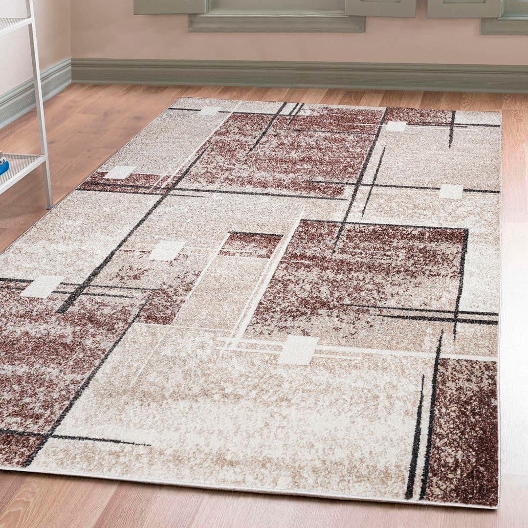 Teppich GOODPRODUCT "Deblin" Gr. 2, beige (sand), B:80cm H:9mm L:150cm, Kunstfaser, Teppiche, Teppich, weicher Flor, Kurzflor, Karo-Design, modern, geometrisches Muster sand B : 80cm 1 Stk., 9mm, L: 150cm